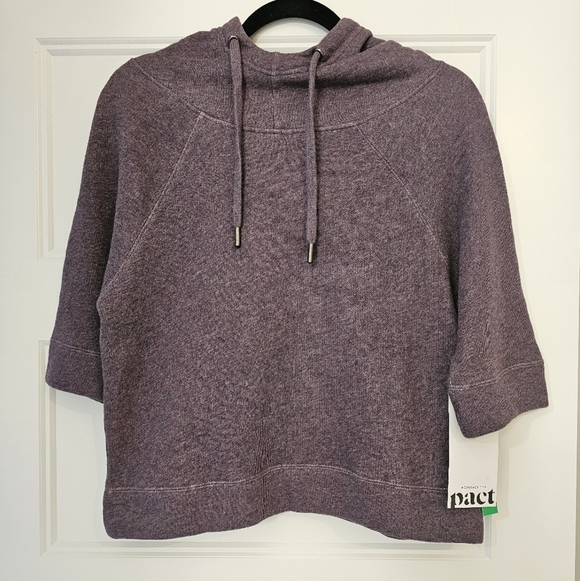 Pact Tops - New Women's Pact Half Sleeve Purple Hoodie sz small